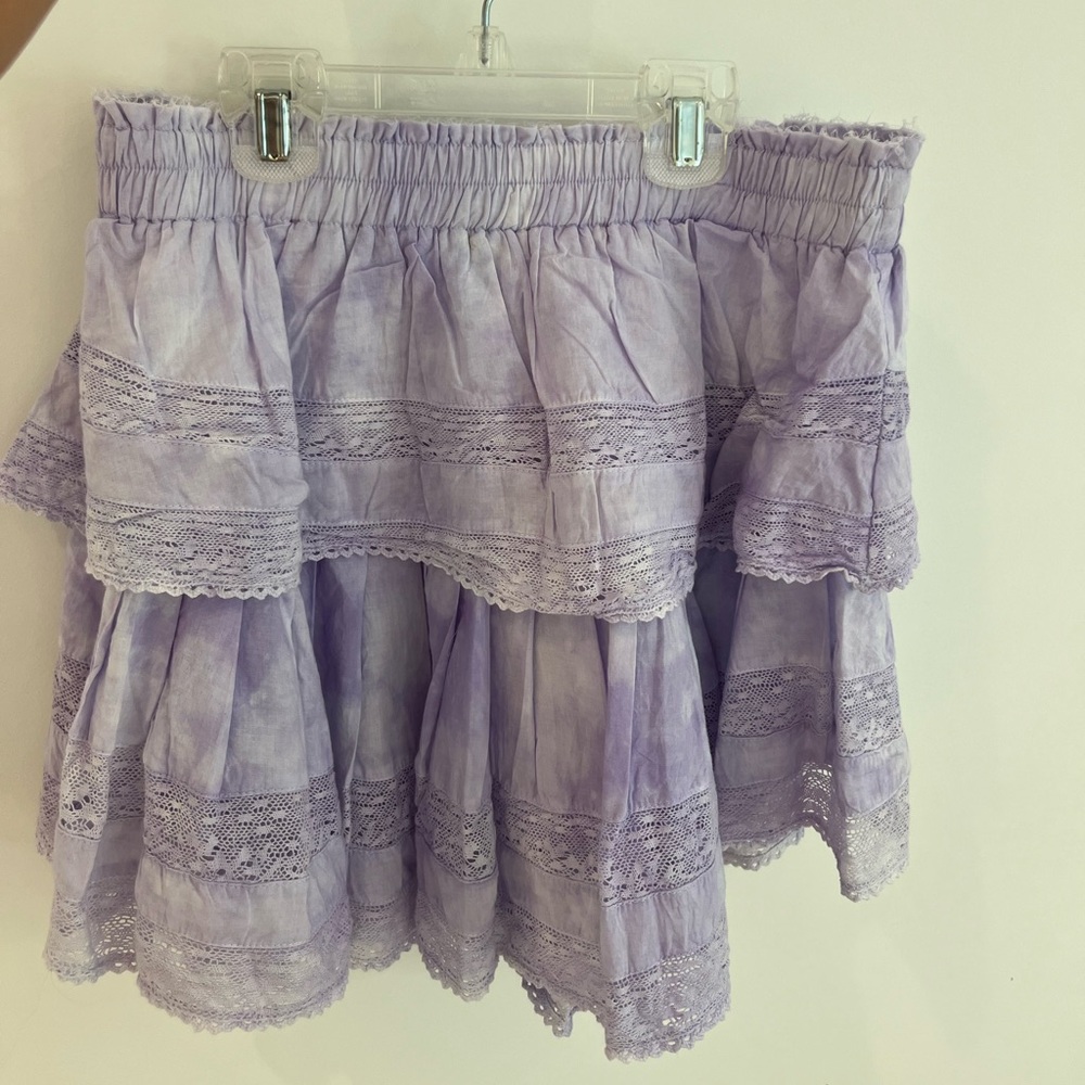 lsf ruffle mini skirt violet splash hand dye
